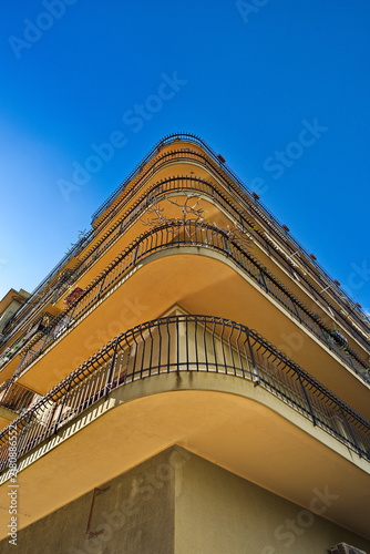 Low-Angle View of a Corner Building in Milazzo, Sicily