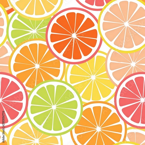 Colorful citrus fruit slices pattern