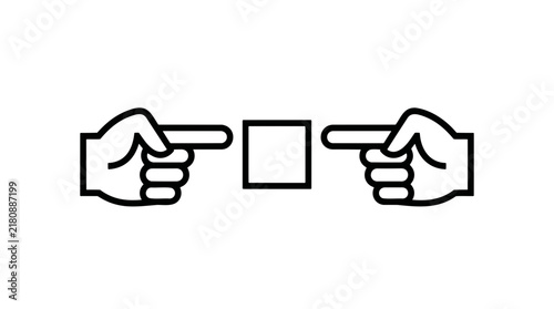 Hand pointing to blank square