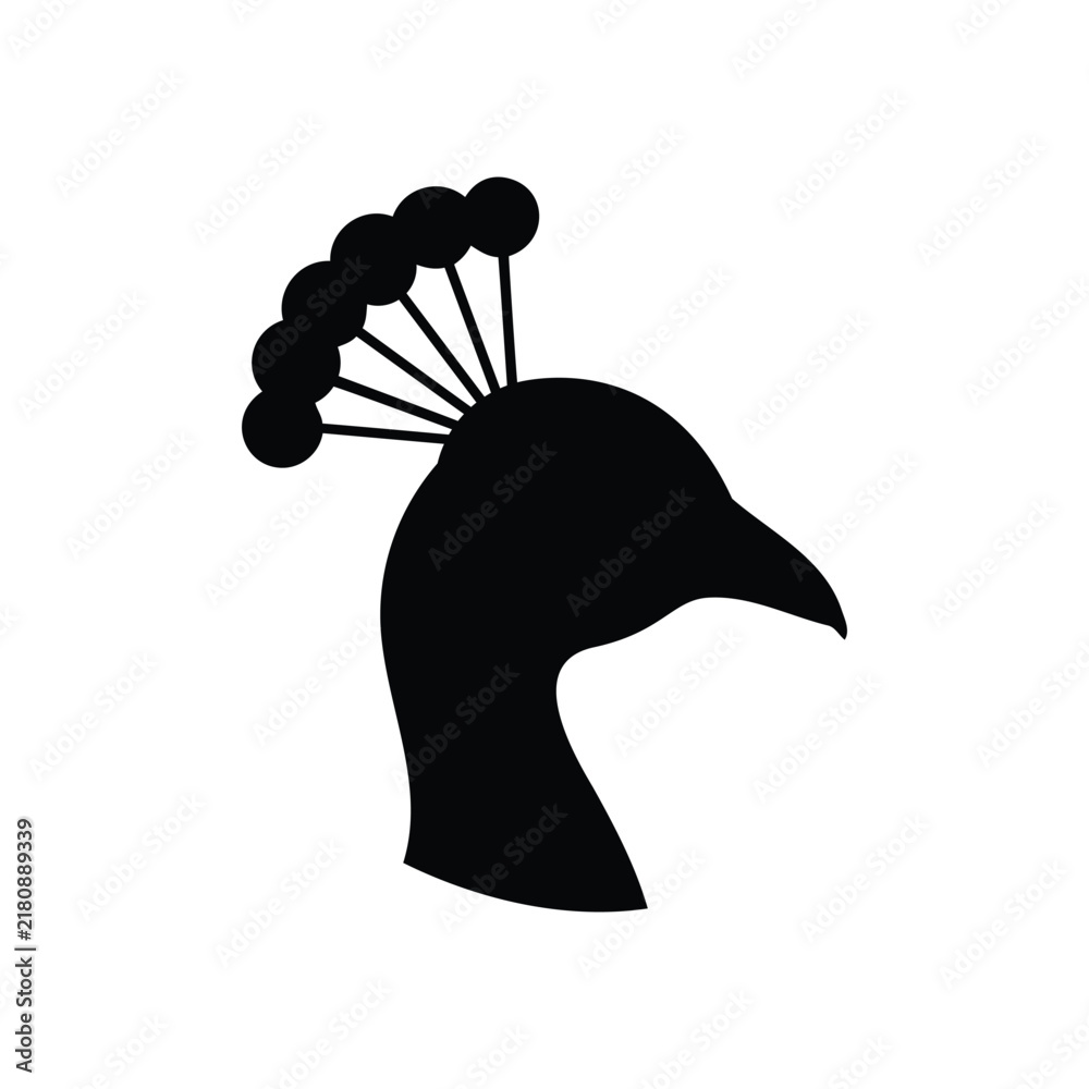 Obraz premium Simple peacock head silhouette vector flat illustration design.