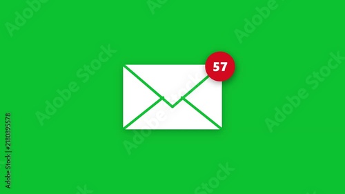 Animated mail envelope icon pulsing gently on a vibrant green screen background creating a dynamic motion graphic element for professional digital communication and marketing video projects