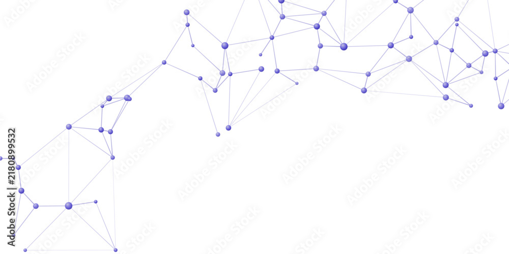Fototapeta premium A blue network of interconnected nodes and lines forms a complex digital constellation against a clean background, representing data or communication pathways.