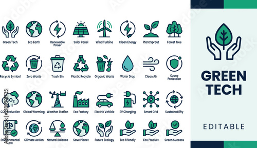 Green technology icon set 2K 202608131431 vector illustration icon