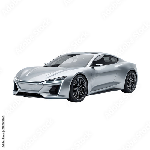 Modern silver sports car coupe isolated on transparent background