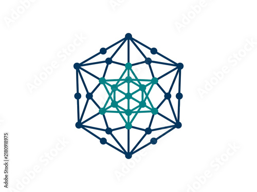 Geometric Network Of Connected Dots Abstract Digital Art
