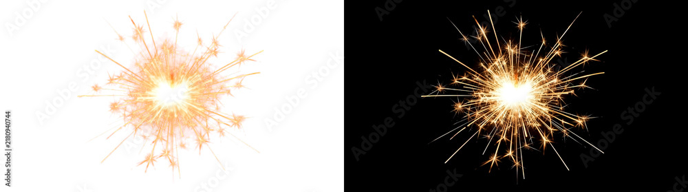 Fototapeta premium Sparkler Spark Burst Overlay on Black Background