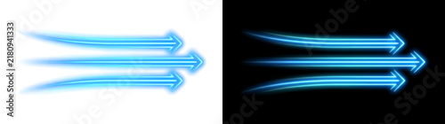 Luminous Blue Airflow Arrows Stream Overlay on Black