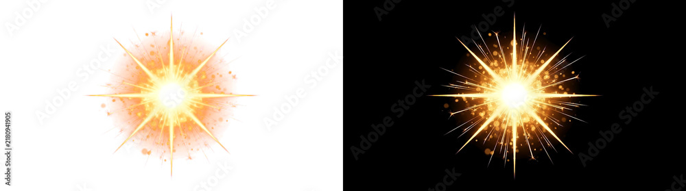 Fototapeta premium Sparkler spark burst glow overlay isolated on black background