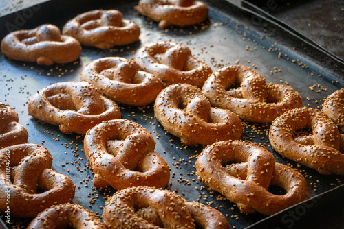pretzels with sesame seeds