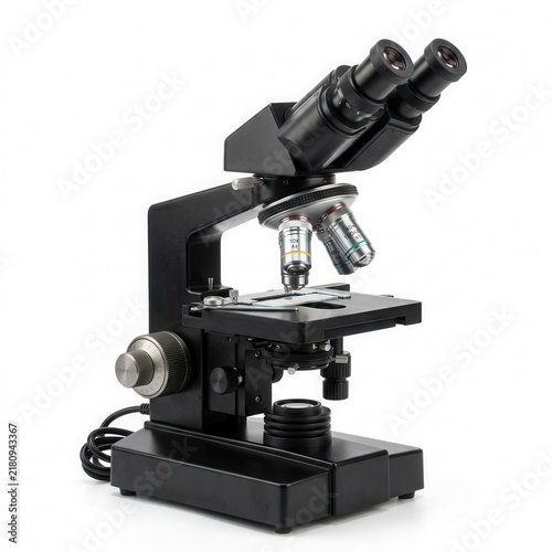 Professional Laboratory Microscope On White Background Scientific Research Tool