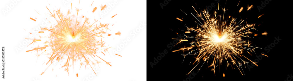 Fototapeta premium Sparkler Light Effect Isolated on Black Background