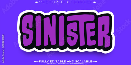Sinister text effect, editable purple and spooky text style