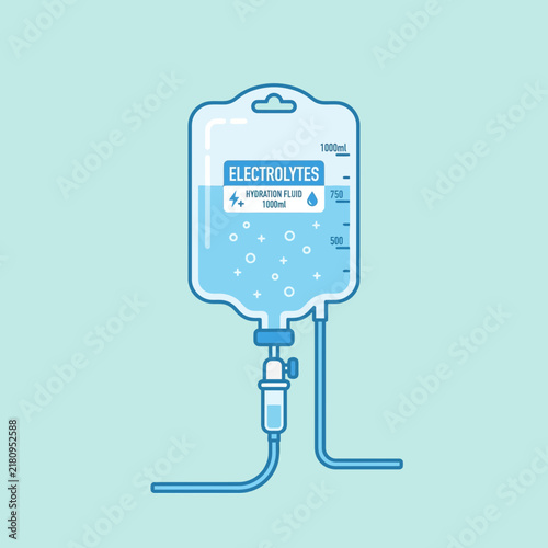 Medical IV bag labeled 