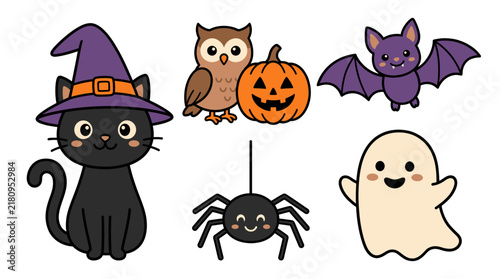 Cute Halloween Animal Vectors Collection