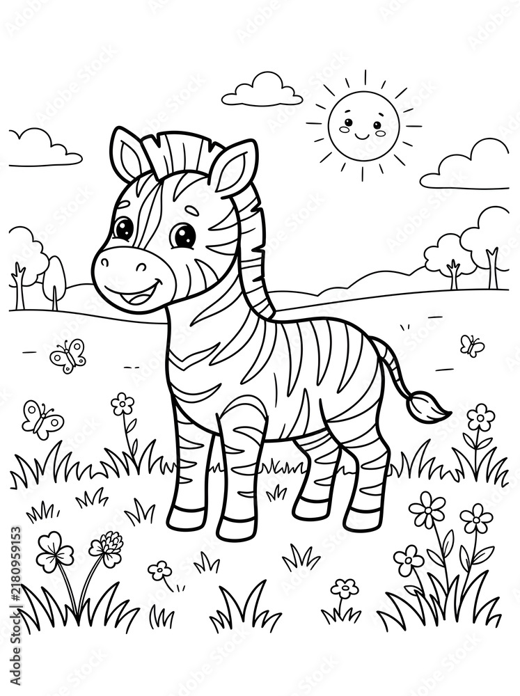 Fototapeta premium Cute zebra coloring page