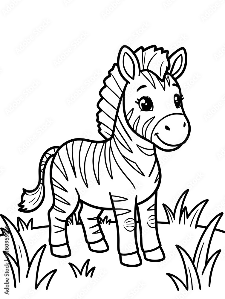 Fototapeta premium Cute zebra coloring page