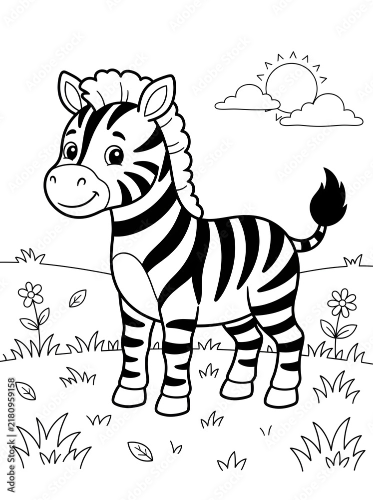 Fototapeta premium Cute zebra coloring page