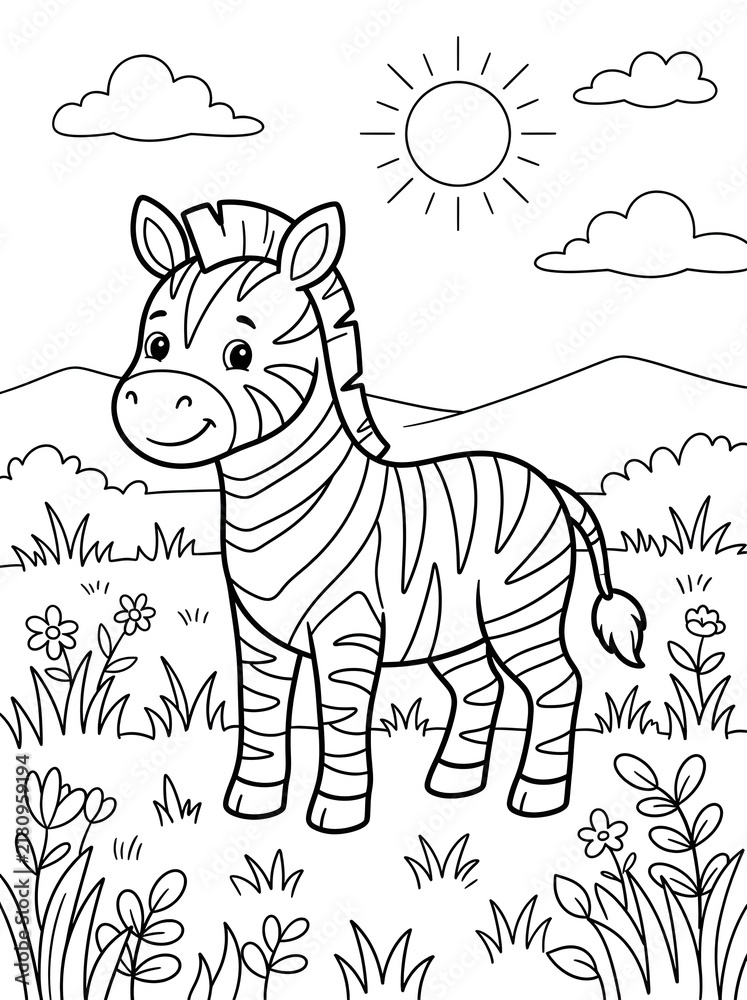Fototapeta premium Cute zebra coloring page