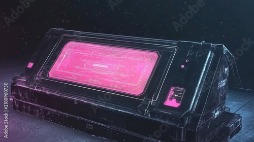 Futuristic Cryogenic Chamber with Neon Glow for Science Fiction Concepts and Visuals