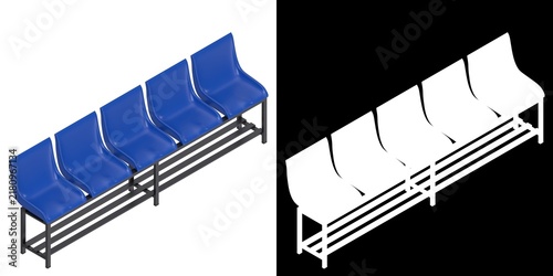 3D rendering illustration of a Freestanding Stadium Seating Unit