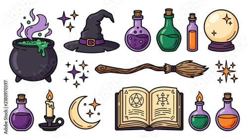 Halloween Witchcraft Vectors Icon Set