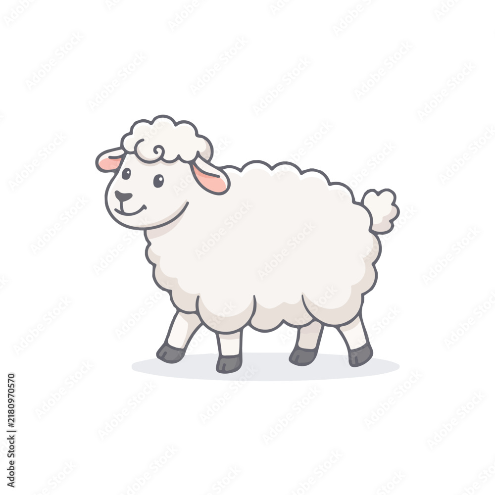 Obraz premium Animated illustration of a cute sheep.