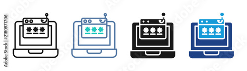 Encrypted Laptop icon set multiple style collection