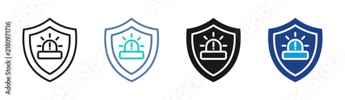 Alert Shield icon set multiple style collection