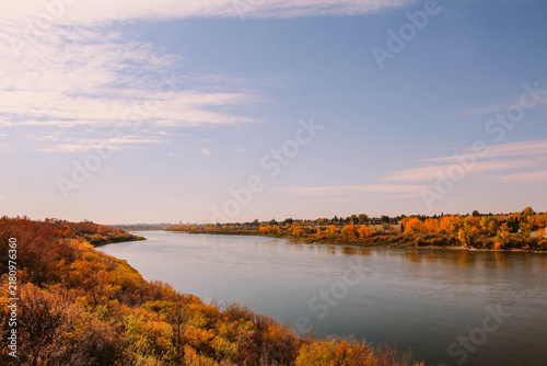 Beautiful Autumn Foliage Along The South Saskatchewan River Close To Saskatoon