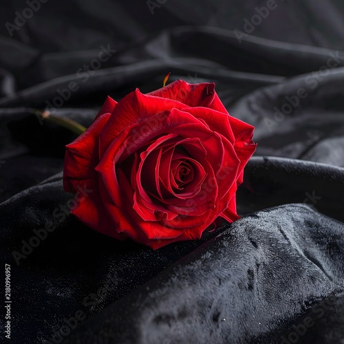 Fototapeta red rose on black background
