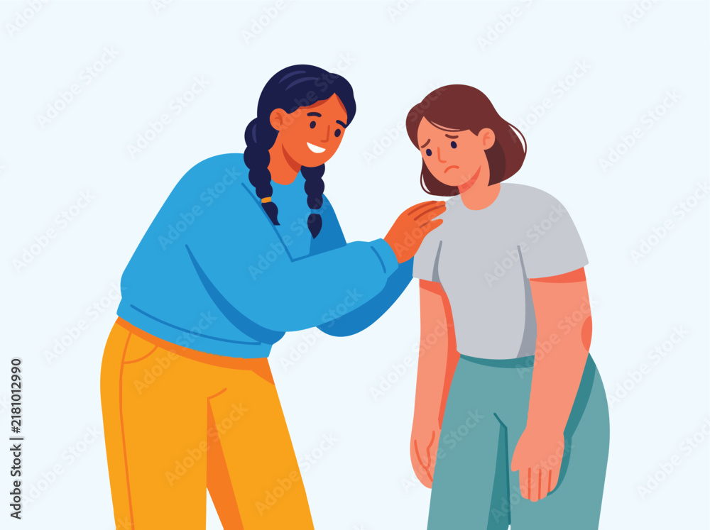 Fototapeta premium Woman comforting distressed person with hand touch