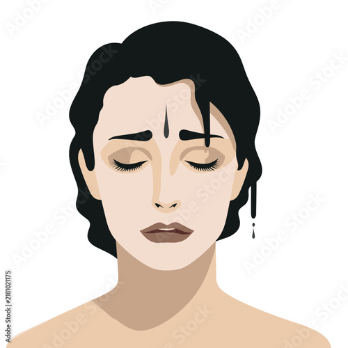 Crying woman isolated