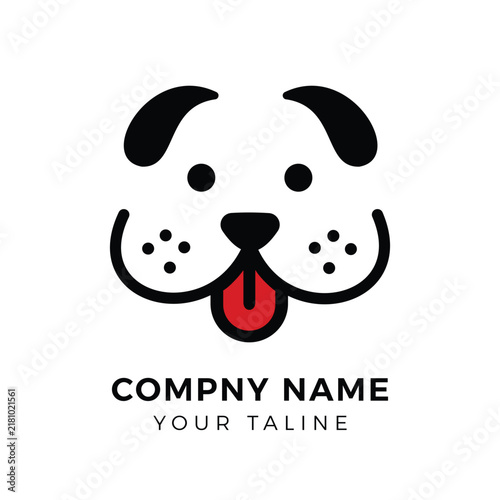 Cute dog face happy logo vector on white background 
