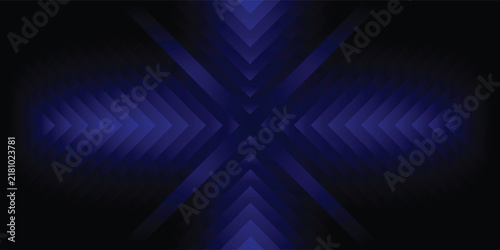 Abstract blue background featuring a symmetrical geometric composition of layered diagonal stripes, an X-shaped pattern, and shadows