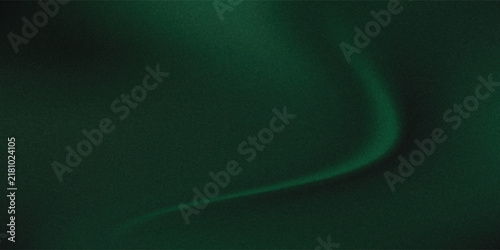 Abstract grainy gradient background with a smooth fluid wave in dark green, emerald, and forest green. Trendy lo-fi noise texture backdrop for creative modern designs