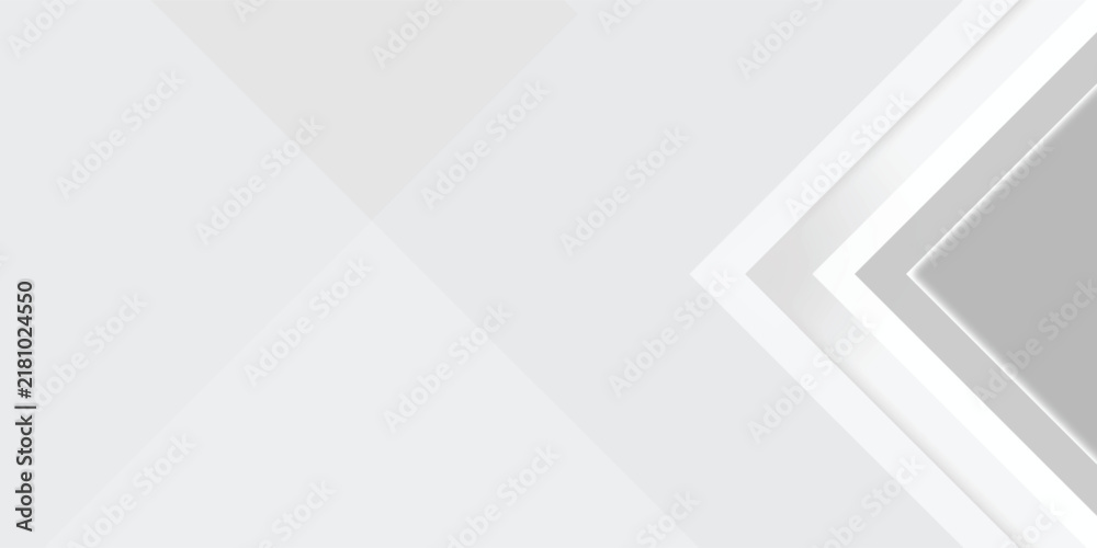 Fototapeta premium Abstract white and grey geometric background with layered chevron arrow shapes. Modern minimal corporate banner template
