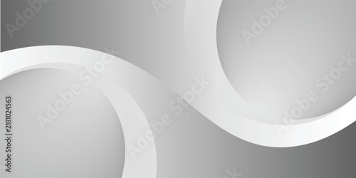 Abstract grey and white geometric background with fluid curved circle shapes. Modern corporate template with copy space for business presentation, tech slide, and digital cover design.