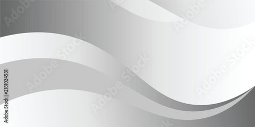 Abstract grey and white geometric background with fluid wavy gradient shapes. Modern minimal corporate banner template with copy space for business presentation, tech slide, and cover design.