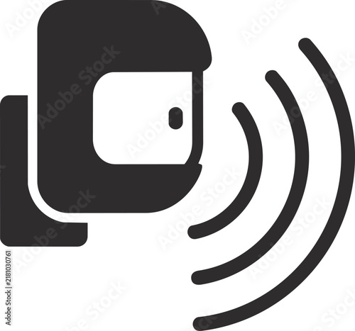 Fotografie Wall-mounted motion sensor with wireless signal for smart home security and auto
