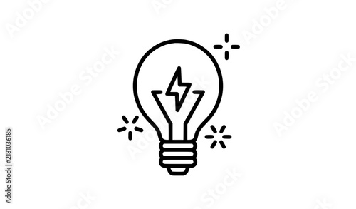 Creative light bulb outline icon with spark for ideas innovation and inspiration