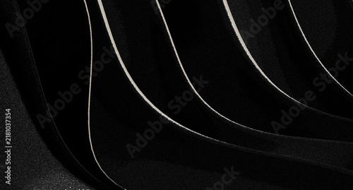 Obraz na plátně Abstract Black and White Wavy Line Pattern, Monochromatic Topographic Contour Te