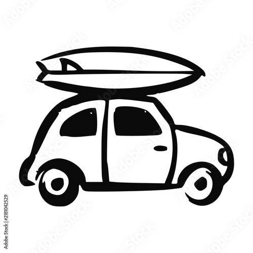 Photography Hand Drawn Surf Car Doodle Illustration Vector
