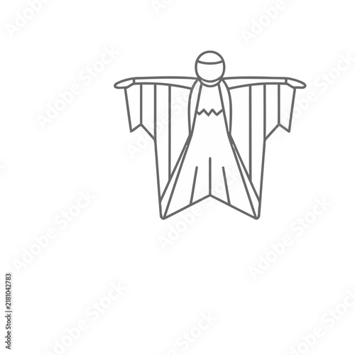 Stylized figure in wingsuit