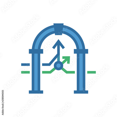 Modern Gateway Icon with Directional Arrows for Progress and Data Flow Concept