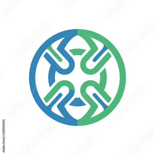 Modern Geometric Abstract Circular Logo Icon with Interlocking Elements
