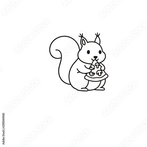 Squirrel eating pizza slice
