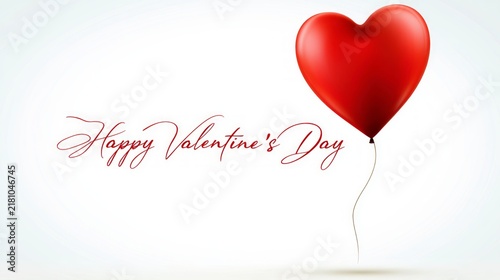 Heart Shaped Balloon Floating in the Air on a Clean White Background for Valentine's Day