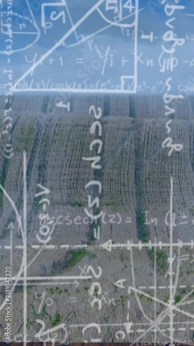 Animation of mathematics formulas on grey background