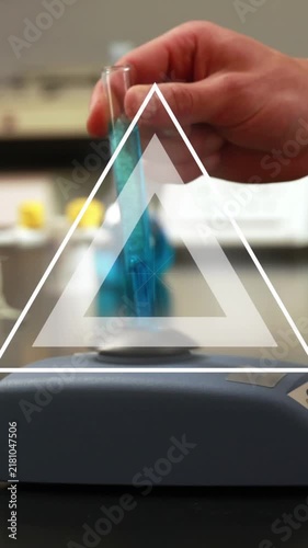Animation of data processing over caucasian male scientist in laboratory