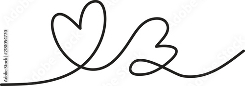 Continuous Love Heart Line, Romantic Wedding Divider and Valentine?s Day Decorative Squiggle Design Element.eps